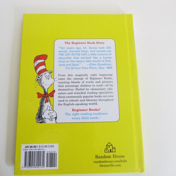 DR SEUSS One Fish Two Fish Red Fish Blue Fish Book Beginning Books 1960/1988 - Picture 2 of 8